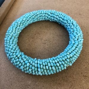 Aqua Blue Retro Neon Vintage Style Bead Bracelet